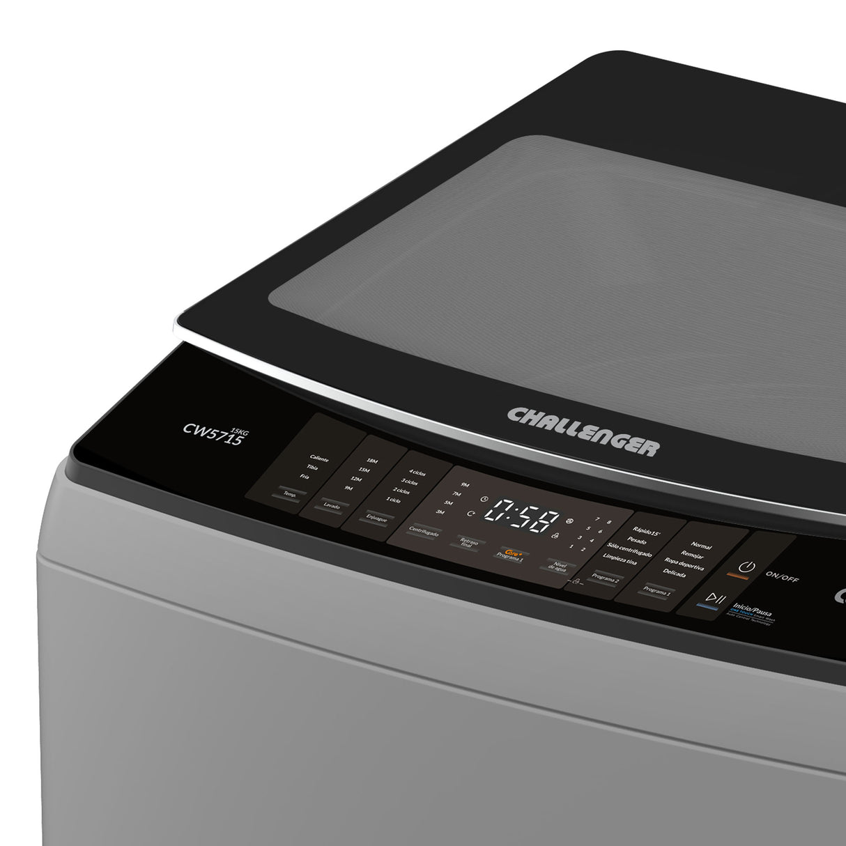 Lavadora Challenger Gris 61x100cm 15 Kilogramos - LAVADORAS Y SECADORAS | Bylmo