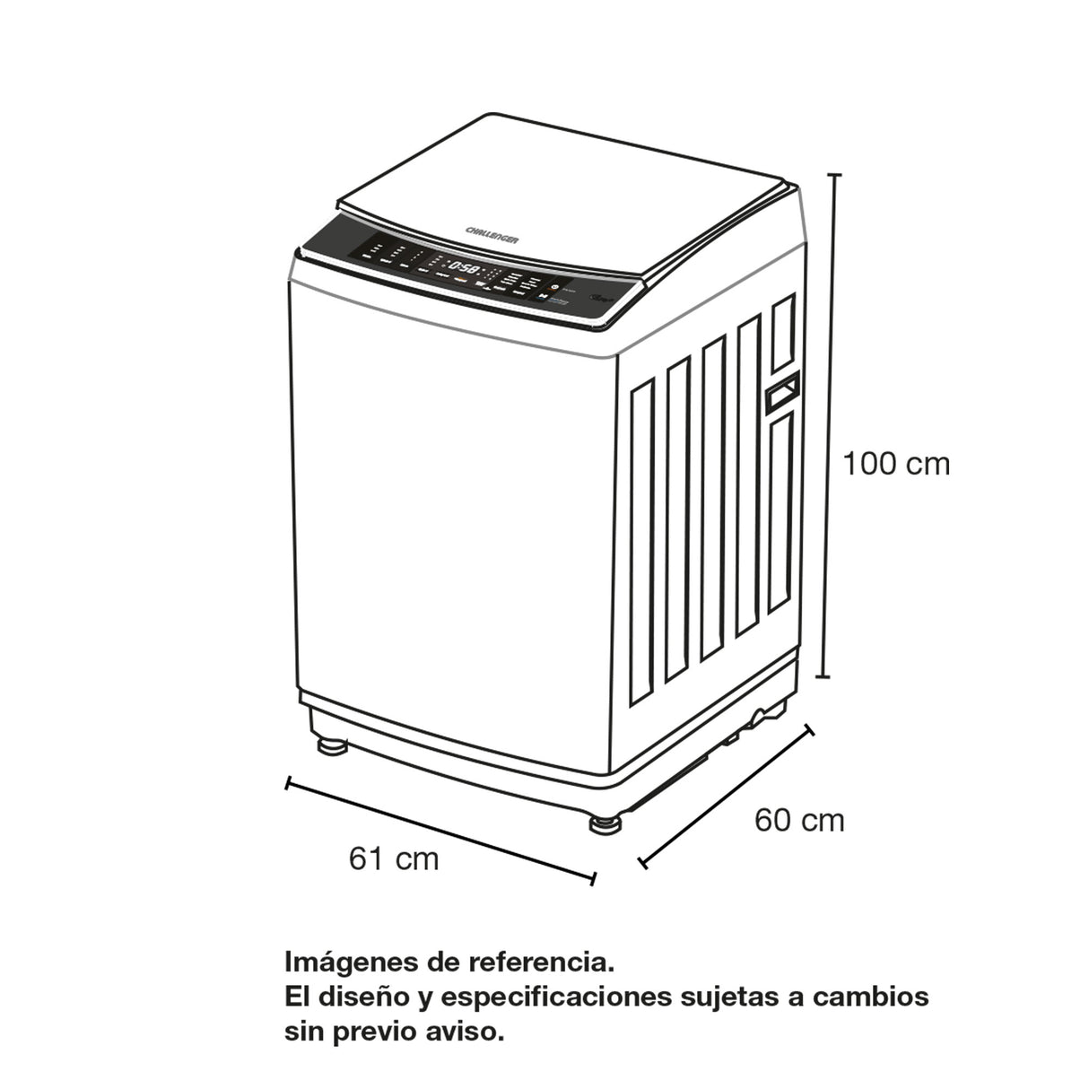 Lavadora Challenger Gris 61x100cm 15 Kilogramos - LAVADORAS Y SECADORAS | Bylmo