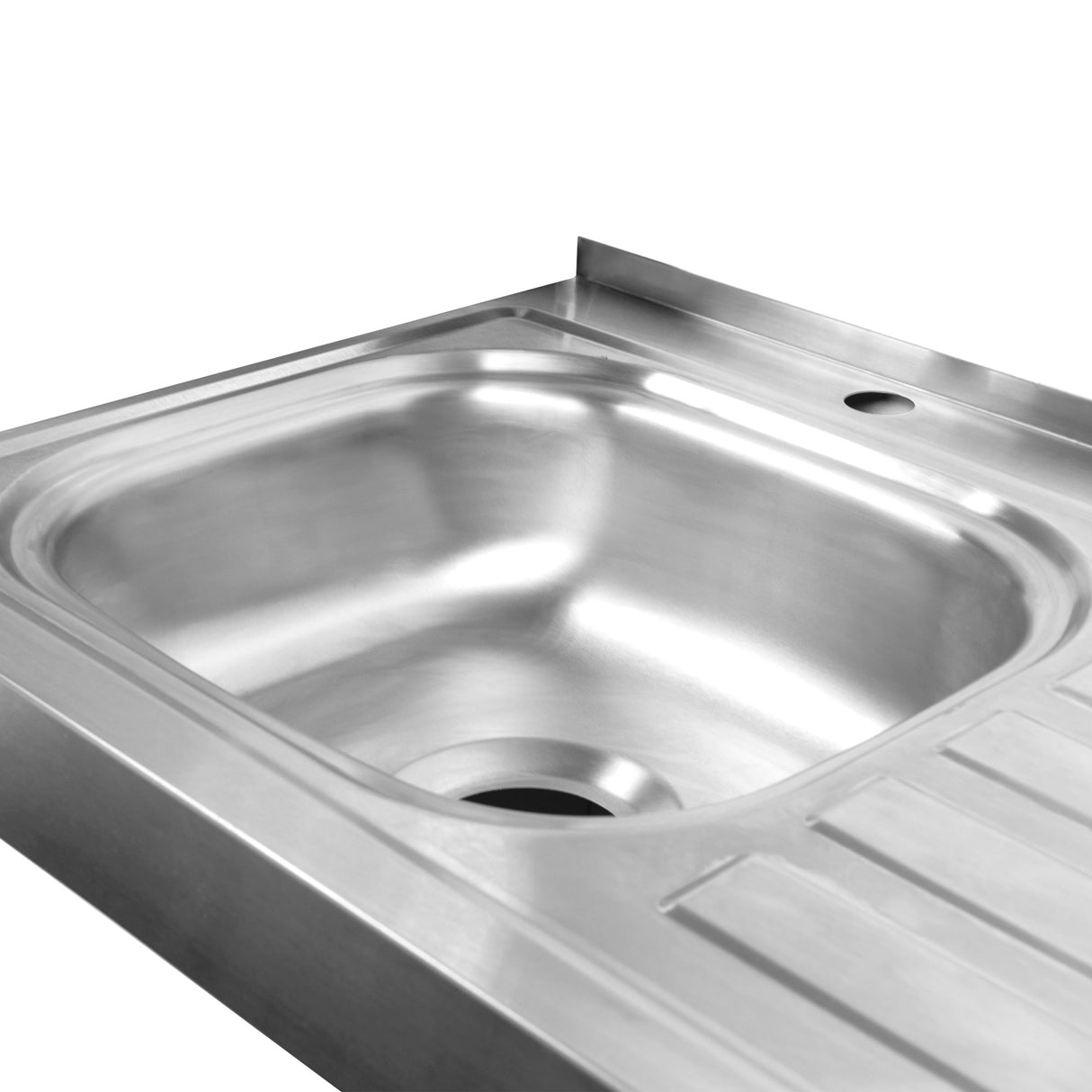 Mesón de Cocina Challenger Gris 150x50cm de Acero Inoxidable con Pozuelo Lado Izquierdo y con Estufa - MESONES DE COCINA | Bylmo