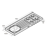 Mesón de Cocina Challenger Gris 150x50cm de Acero Inoxidable con Pozuelo Lado Izquierdo y con Estufa - MESONES DE COCINA | Bylmo