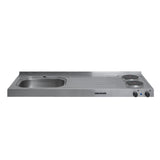 Mesón de Cocina Challenger Gris 120x50cm de Acero Inoxidable con Pozuelo Lado Izquierdo y con Estufa - MESONES DE COCINA | Bylmo