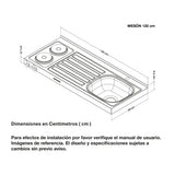 Mesón de Cocina Challenger Gris 120x50cm de Acero Inoxidable con Pozuelo Lado Izquierdo y con Estufa - MESONES DE COCINA | Bylmo