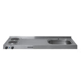 Mesón de Cocina Challenger Gris 120x50cm de Acero Inoxidable con Pozuelo Lado Derecho y con Estufa - MESONES DE COCINA | Bylmo