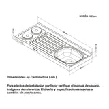 Mesón de Cocina Challenger Gris 120x50cm de Acero Inoxidable con Pozuelo Lado Derecho y con Estufa - MESONES DE COCINA | Bylmo