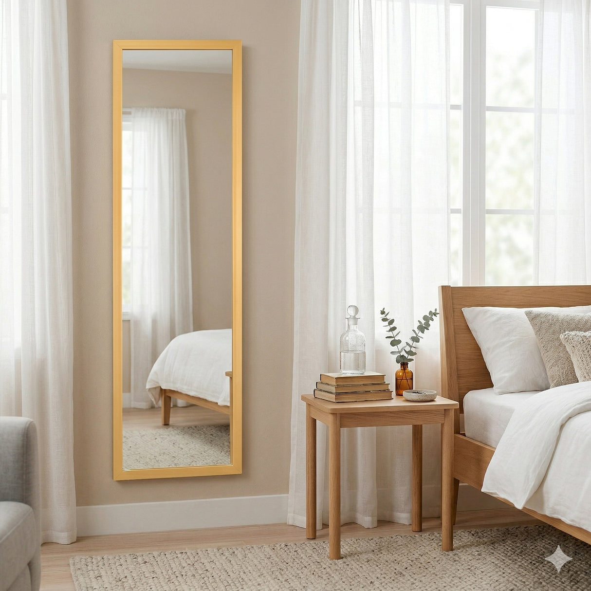 Espejo de Pared Liam Dorado 34x124cm Rectangular con Marco en Poliestireno - ESPEJOS DE PARED | Bylmo