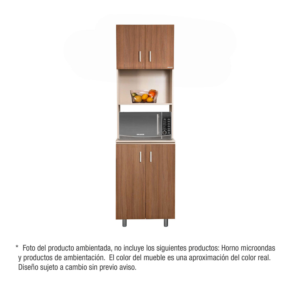 Alacena Challenger Nola 60x218cm con Dos Puertas y con Espacio para Microondas - ALACENAS Y MUEBLES MICROONDAS | Bylmo