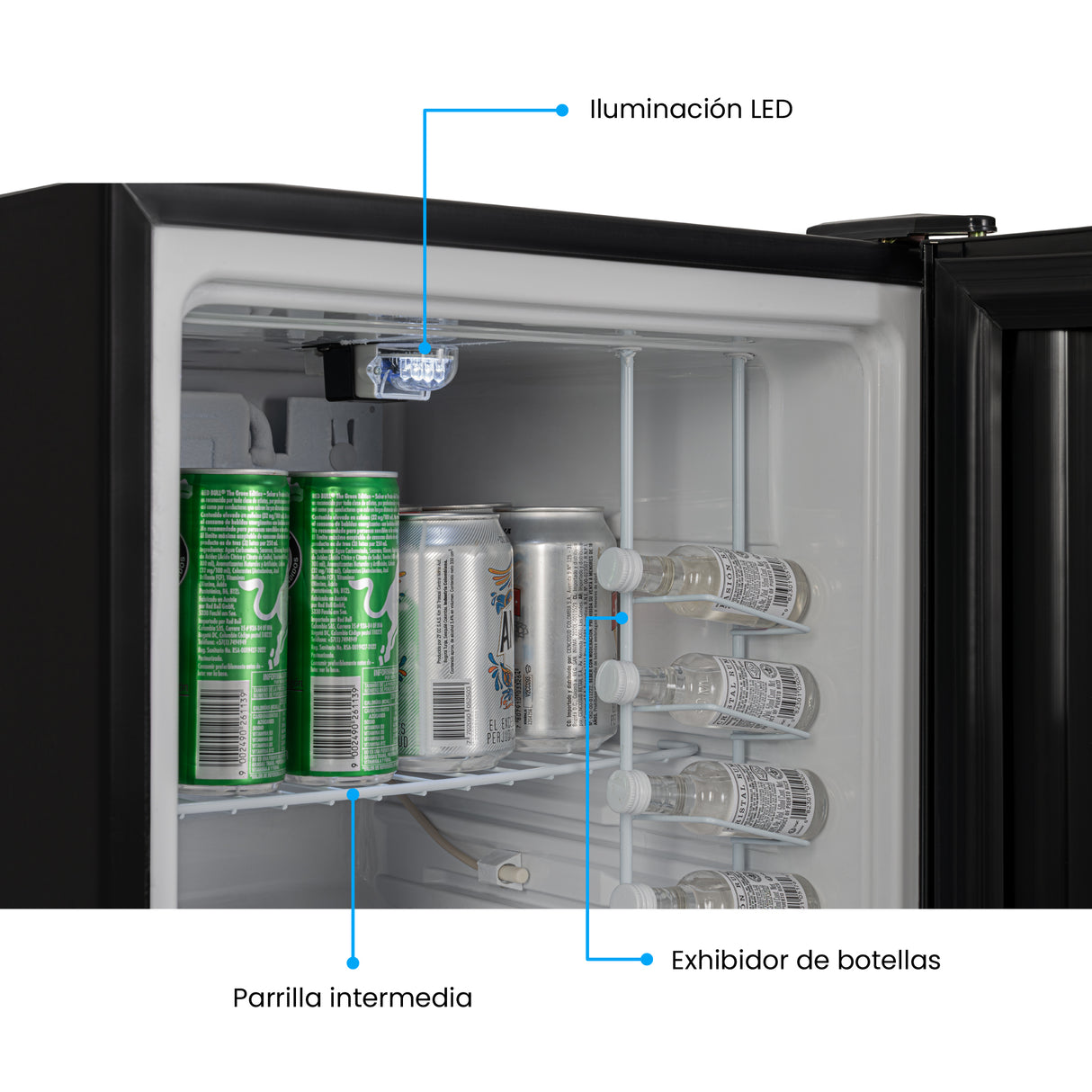Mini Bar Challenger Negro 42.7x58.4cm Frost de 44 Litros con Iluminación Interna - MINIBAR | Bylmo