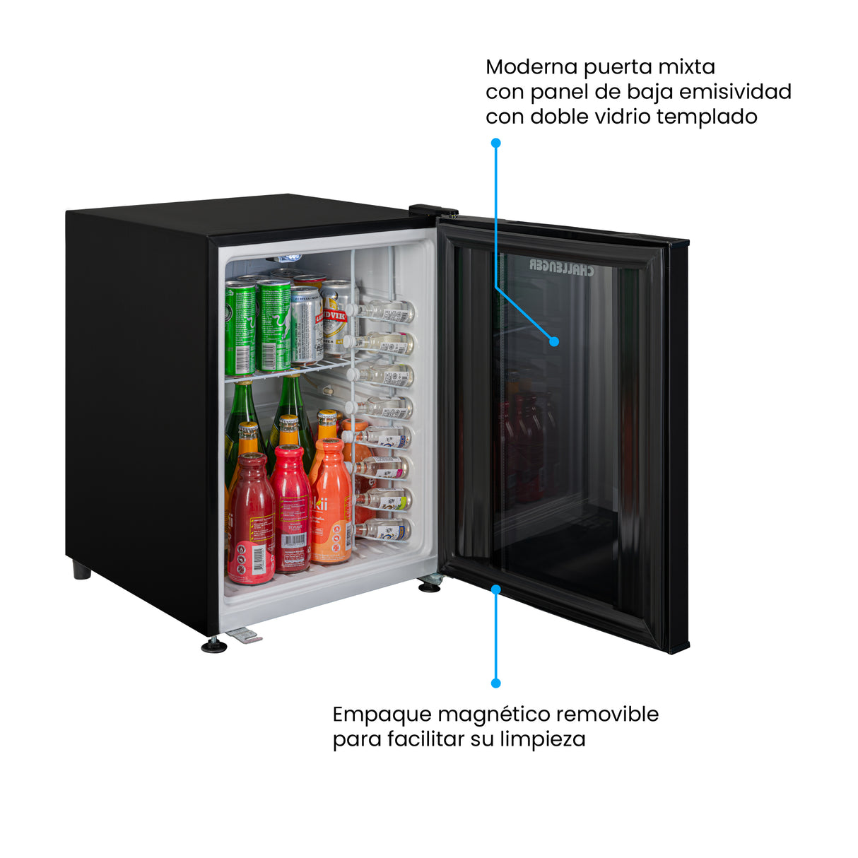 Mini Bar Challenger Negro 42.7x58.4cm Frost de 44 Litros con Iluminación Interna - MINIBAR | Bylmo