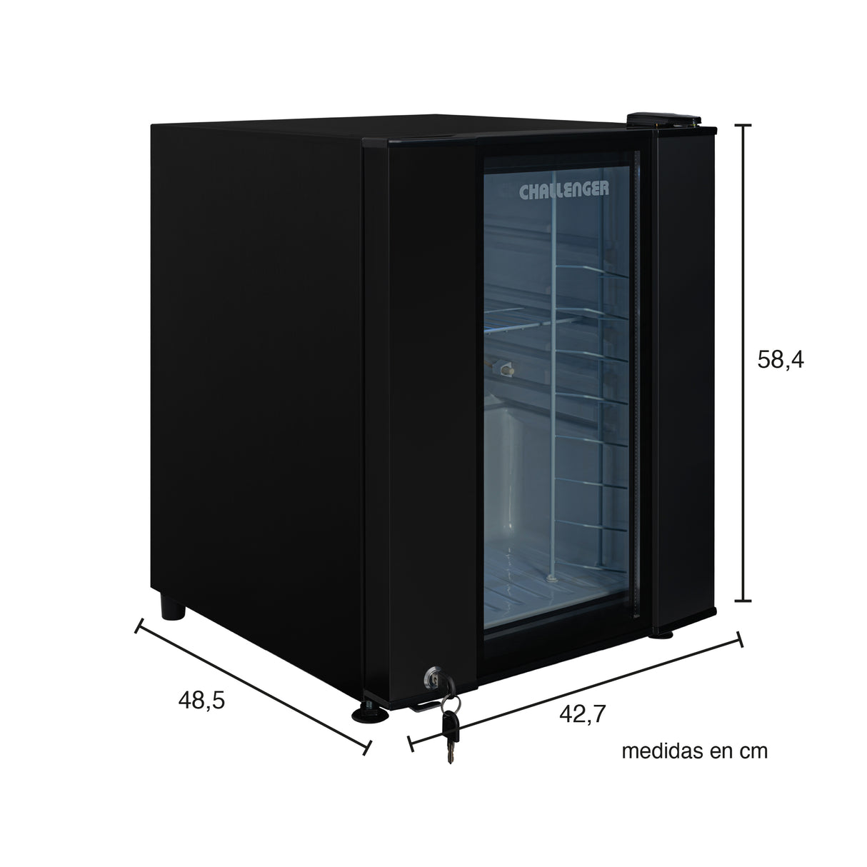 Mini Bar Challenger Negro 42.7x58.4cm Frost de 44 Litros con Iluminación Interna - MINIBAR | Bylmo