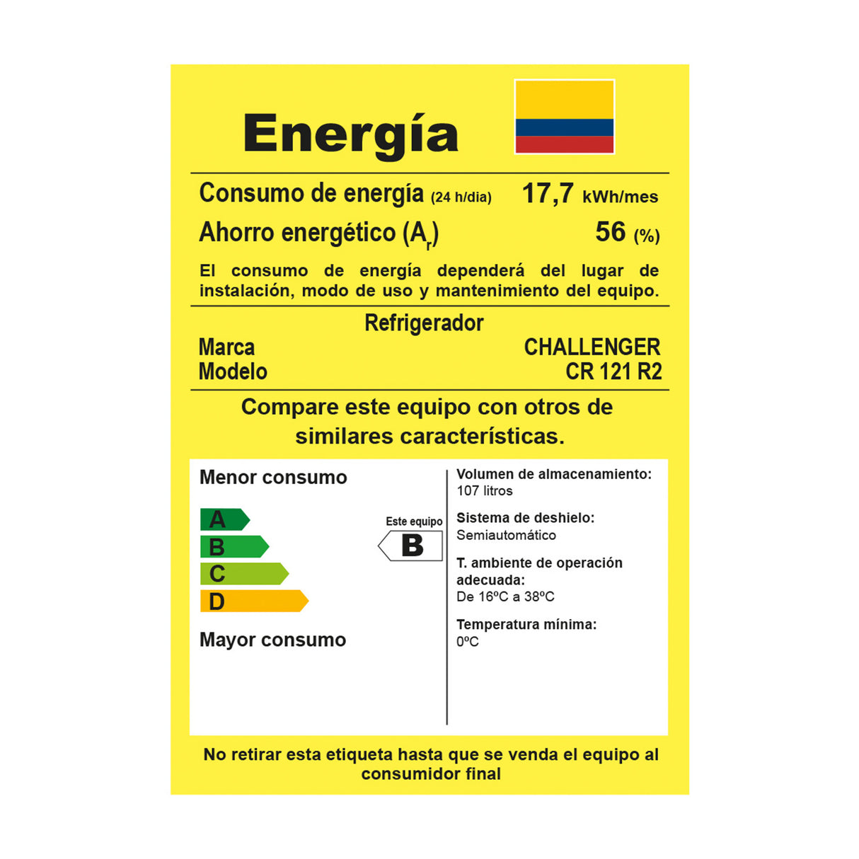 Mini Bar Challenger Negro 48.5x85.1cm Frost de 107 Litros y con Congelador - MINIBAR | Bylmo
