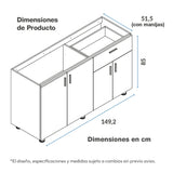 Mueble Inferior de Cocina Challenger Nola 149.2x85cm sin Meson y sin Estufa - MUEBLES INFERIORES DE COCINA | Bylmo