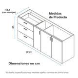 Mueble Inferior de Cocina Challenger Acandi 179.2x85cm sin Meson y sin Estufa - MUEBLES INFERIORES DE COCINA | Bylmo