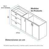 Mueble Inferior de Cocina Challenger Nola 179.2x85cm sin Meson y sin Estufa