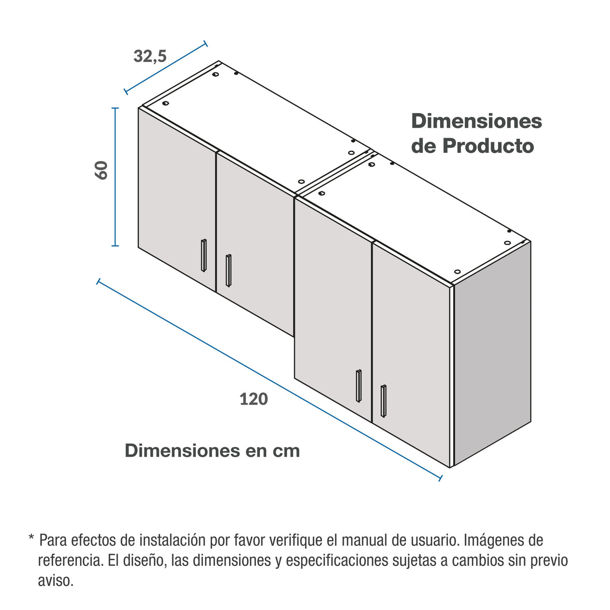 Mueble Superior de Cocina Challenger Nola 120x60cm con Espacio para Extractor - MUEBLES SUPERIORES DE COCINA | Bylmo