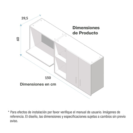 Mueble Superior de Cocina Challenger Nola 150x60cm con Espacio para Extractor y con Espacio para Microondas