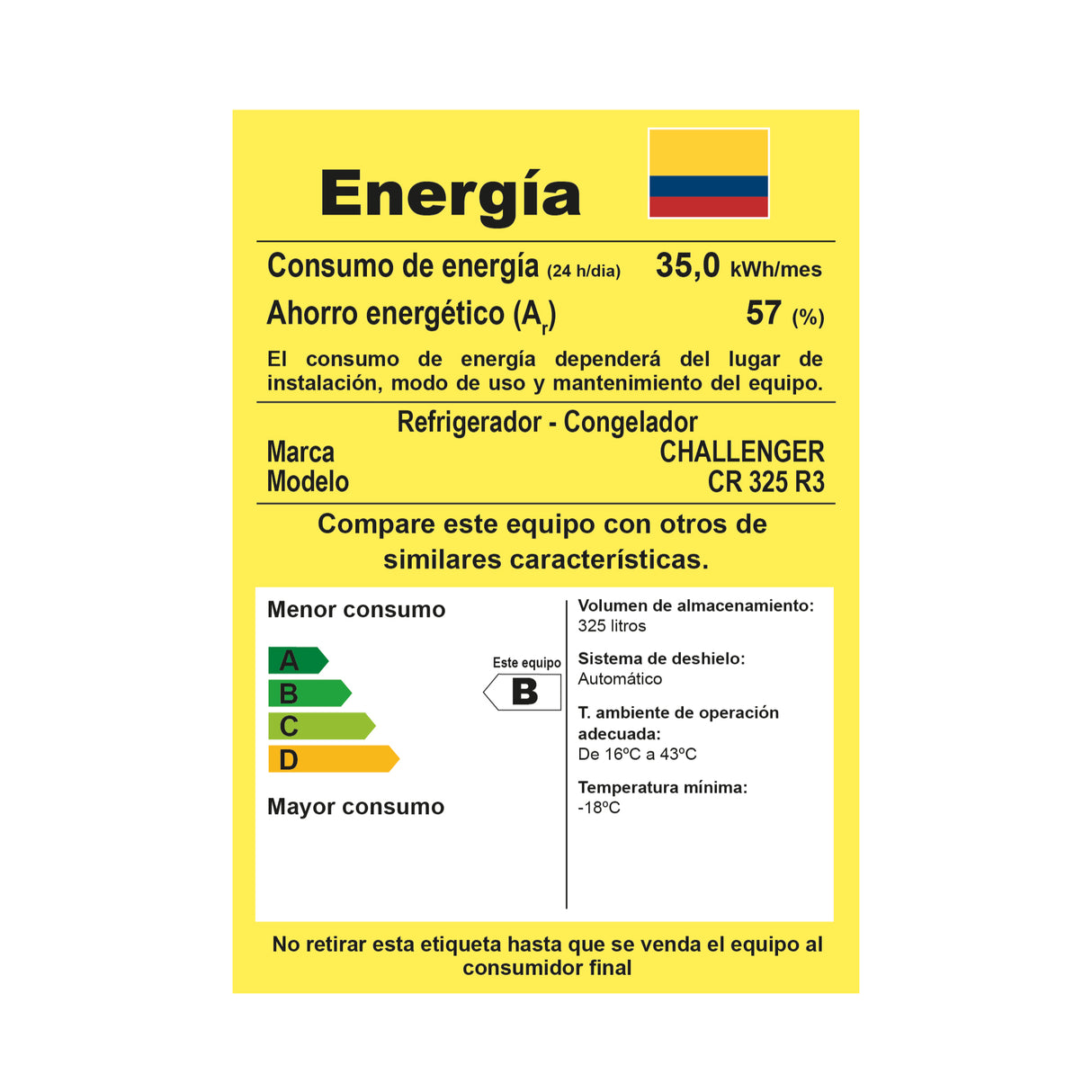 Nevera Challenger Bottom Freezer Gris 60x185cm No Frost de 325 Litros y con Congelador - NEVERAS | Bylmo
