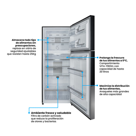 Nevera Inverter Challenger E - Cool Gris Oscuro 68x185cm No Frost de 462 Litros con Dispensador de Agua y con Congelador - NEVERAS | Bylmo