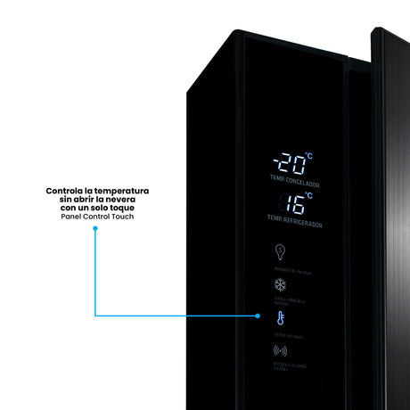 Nevera Inverter Challenger E - Cool Gris Oscuro 68x185cm No Frost de 462 Litros con Dispensador de Agua y con Congelador - NEVERAS | Bylmo