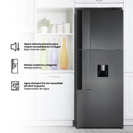 Nevera Challenger E - Cool Gris 68x185cm No Frost de 462 Litros con Dispensador de Agua y con Congelador - NEVERAS | Bylmo