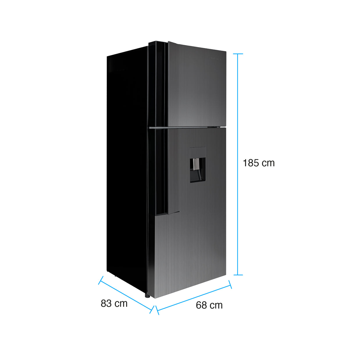 Nevera Challenger E - Cool Gris Oscuro 68x180cm No Frost de 403 Litros con Dispensador de Agua y con Congelador - NEVERAS | Bylmo