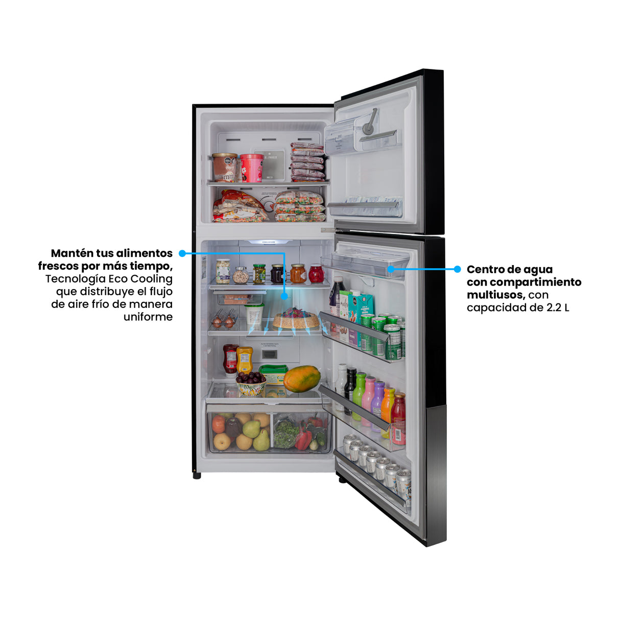 Nevera Challenger E - Cool Gris Oscuro 68x172cm No Frost de 379 Litros con Dispensador de Agua y con Congelador - NEVERAS | Bylmo