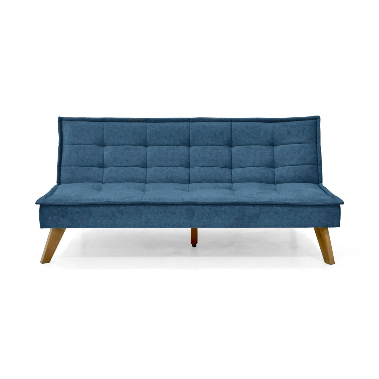 Sofá Cama Morrison Azul y Matiz Caoba 174x80cm de Tres Puestos Reclinable sin Apoya Brazos - SOFAS Y POLTRONAS | Bylmo