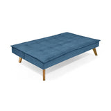 Sofá Cama Morrison Azul y Matiz Caoba 174x80cm de Tres Puestos Reclinable sin Apoya Brazos - SOFAS Y POLTRONAS | Bylmo