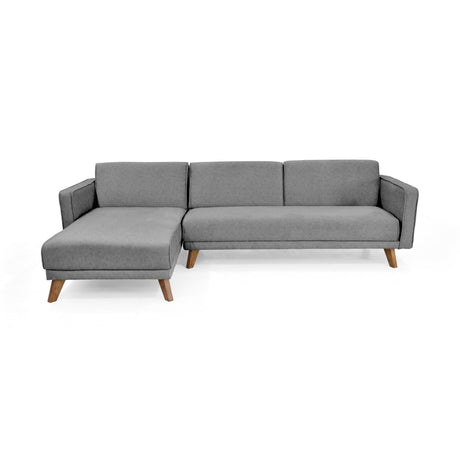 Sofá Cama en L Derecha Chelsea Gris y Matiz Caoba 175x76cm de Dos Puestos Reclinable con Apoya Brazos - SOFAS Y POLTRONAS | Bylmo