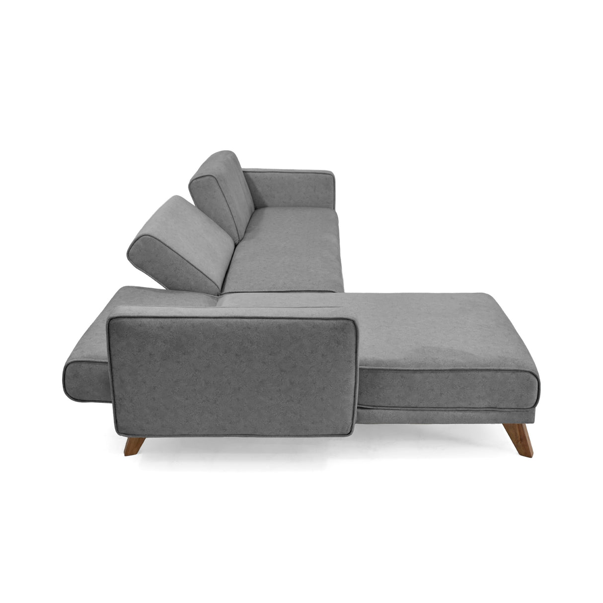 Sofá Cama en L Derecha Chelsea Gris y Matiz Caoba 175x76cm de Dos Puestos Reclinable con Apoya Brazos - SOFAS Y POLTRONAS | Bylmo