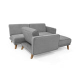 Sofá Cama en L Derecha Chelsea Gris y Matiz Caoba 175x76cm de Dos Puestos Reclinable con Apoya Brazos - SOFAS Y POLTRONAS | Bylmo