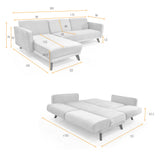 Sofá Cama en L Derecha Chelsea Gris y Matiz Caoba 175x76cm de Dos Puestos Reclinable con Apoya Brazos - SOFAS Y POLTRONAS | Bylmo