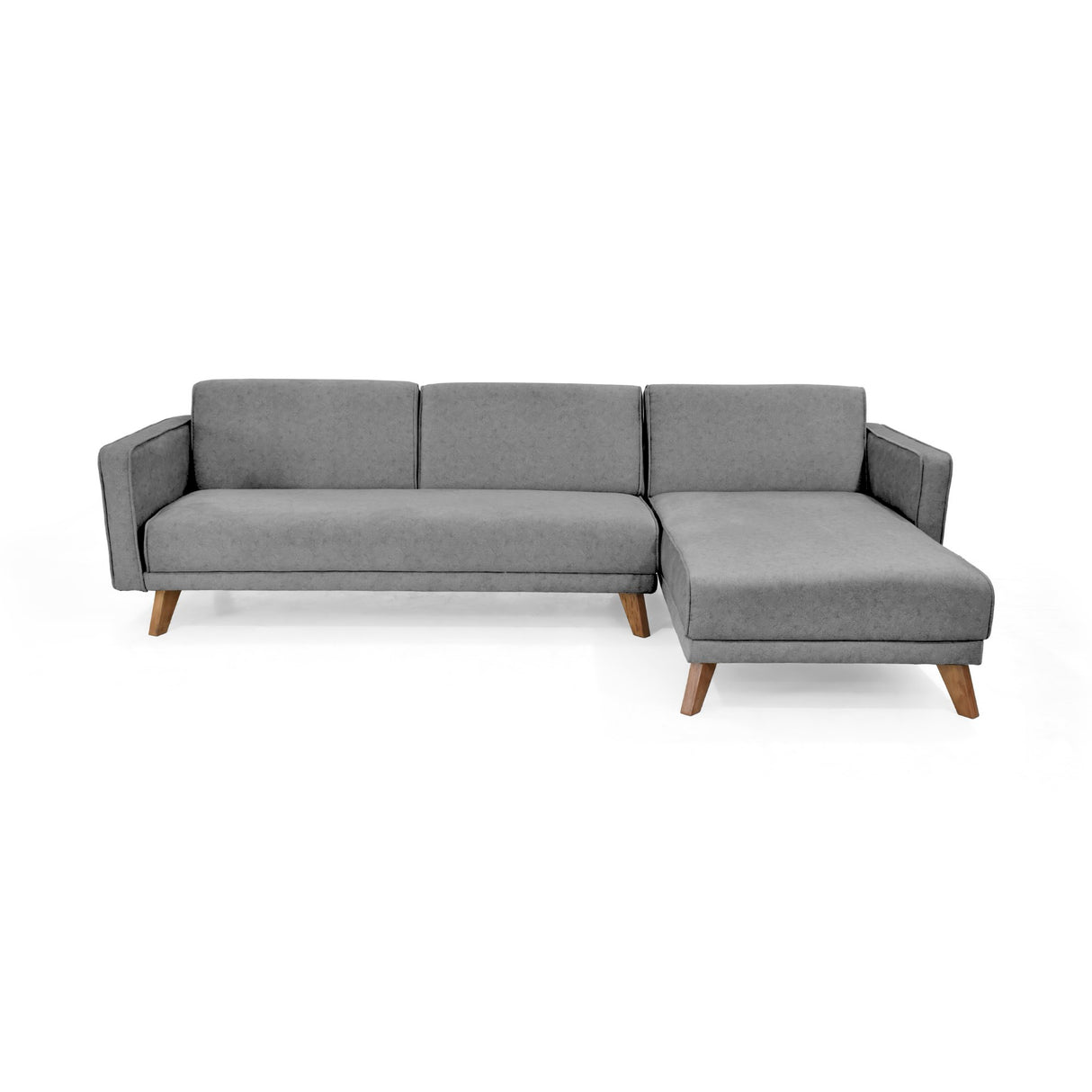 Sofá Cama en L Izquierda Chelsea Gris y Matiz Caoba 175x76cm de Dos Puestos Reclinable con Apoya Brazos - SOFAS Y POLTRONAS | Bylmo