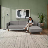 Sofá Cama en L Izquierda Chelsea Gris y Matiz Caoba 175x76cm de Dos Puestos Reclinable con Apoya Brazos - SOFAS Y POLTRONAS | Bylmo