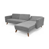 Sofá Cama en L Izquierda Chelsea Gris y Matiz Caoba 175x76cm de Dos Puestos Reclinable con Apoya Brazos - SOFAS Y POLTRONAS | Bylmo