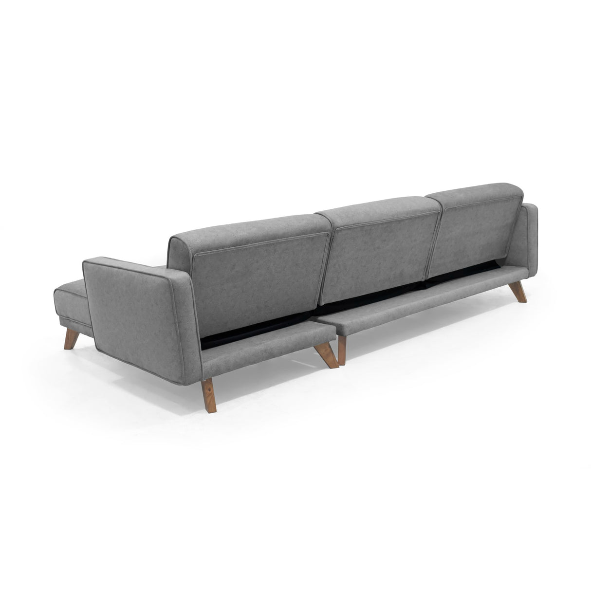 Sofá Cama en L Izquierda Chelsea Gris y Matiz Caoba 175x76cm de Dos Puestos Reclinable con Apoya Brazos - SOFAS Y POLTRONAS | Bylmo