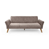 Sofá Cama Pensilvania Taupe y Matiz Caoba 205x87cm de Tres Puestos Reclinable con Apoya Brazos - SOFAS Y POLTRONAS | Bylmo