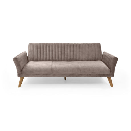 Sofá Cama Pensilvania Taupe y Matiz Caoba 205x87cm de Tres Puestos Reclinable con Apoya Brazos - SOFAS Y POLTRONAS | Bylmo