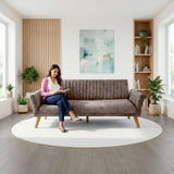 Sofá Cama Pensilvania Taupe y Matiz Caoba 205x87cm de Tres Puestos Reclinable con Apoya Brazos - SOFAS Y POLTRONAS | Bylmo