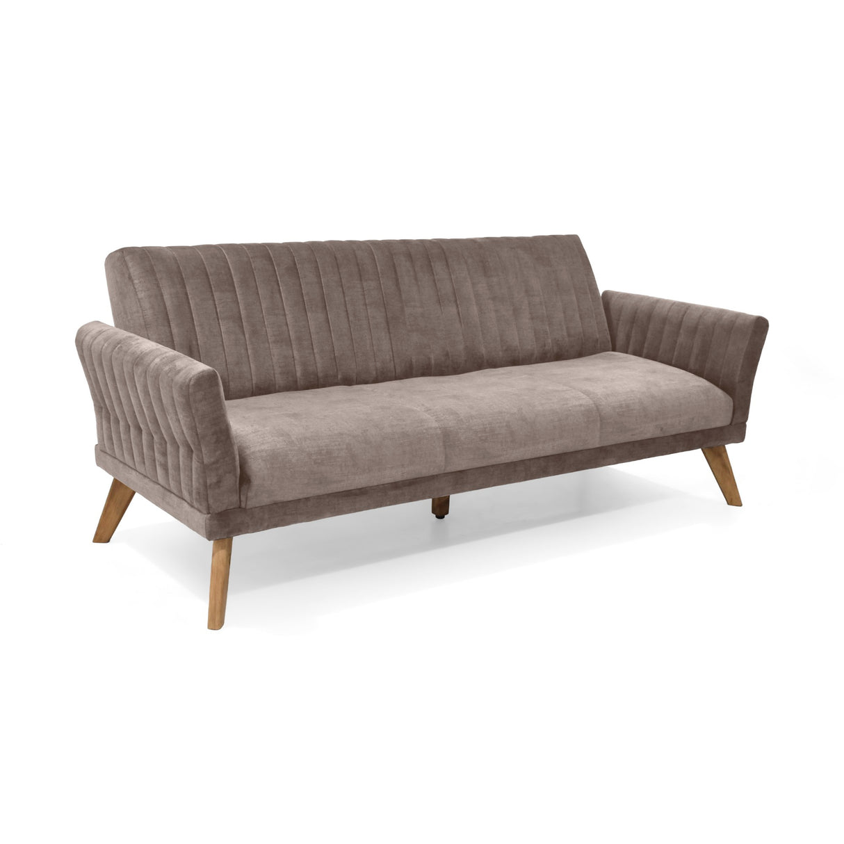 Sofá Cama Pensilvania Taupe y Matiz Caoba 205x87cm de Tres Puestos Reclinable con Apoya Brazos - SOFAS Y POLTRONAS | Bylmo