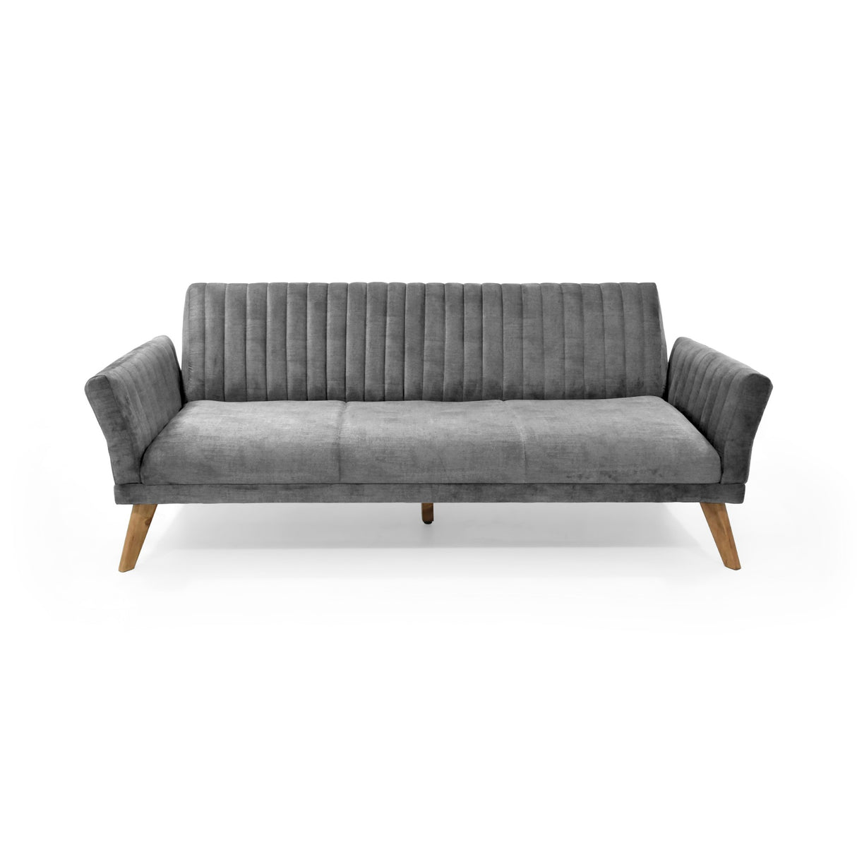 Sofá Cama Pensilvania Gris y Matiz Caoba 205x87cm de Tres Puestos Reclinable con Apoya Brazos - SOFAS Y POLTRONAS | Bylmo