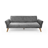 Sofá Cama Pensilvania Gris y Matiz Caoba 205x87cm de Tres Puestos Reclinable con Apoya Brazos - SOFAS Y POLTRONAS | Bylmo