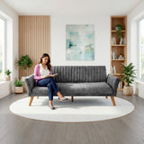 Sofá Cama Pensilvania Gris y Matiz Caoba 205x87cm de Tres Puestos Reclinable con Apoya Brazos - SOFAS Y POLTRONAS | Bylmo
