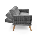 Sofá Cama Pensilvania Gris y Matiz Caoba 205x87cm de Tres Puestos Reclinable con Apoya Brazos - SOFAS Y POLTRONAS | Bylmo