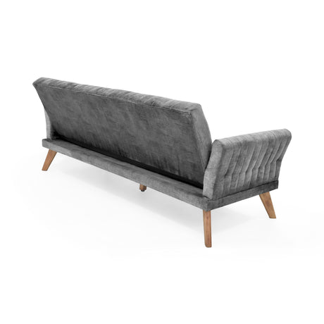 Sofá Cama Pensilvania Gris y Matiz Caoba 205x87cm de Tres Puestos Reclinable con Apoya Brazos - SOFAS Y POLTRONAS | Bylmo