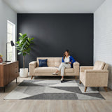 Sala Moretto Beige y Matiz Caoba 230x82cm de Tres Puestos Reclinable con Apoya Brazos - SOFAS Y POLTRONAS | Bylmo