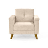 Sala Moretto Beige y Matiz Caoba 230x82cm de Tres Puestos Reclinable con Apoya Brazos - SOFAS Y POLTRONAS | Bylmo