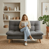 Sofá Toulouse Gris y Matiz Natural 140x80cm de Dos Puestos sin Apoya Brazos - SOFAS Y POLTRONAS | Bylmo