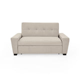 Sofá Cama Hamburgo Beige y Matiz Wengue 160x86cm de Dos Puestos Reclinable sin Apoya Brazos - SOFAS Y POLTRONAS | Bylmo