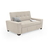 Sofá Cama Hamburgo Beige y Matiz Wengue 160x86cm de Dos Puestos Reclinable sin Apoya Brazos - SOFAS Y POLTRONAS | Bylmo