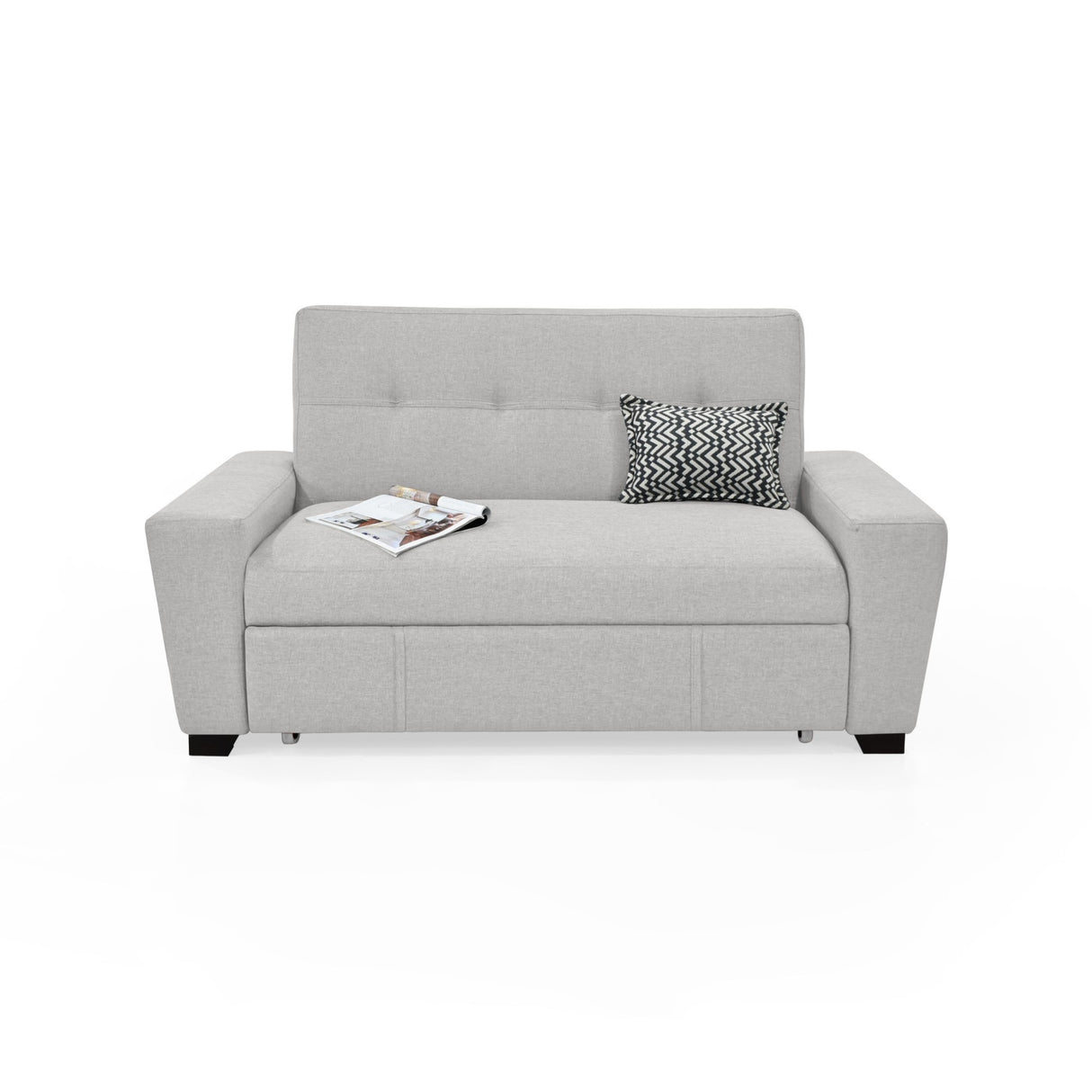 Sofá Cama Hamburgo Plata y Matiz Wengue 160x86cm de Dos Puestos Reclinable sin Apoya Brazos - SOFAS Y POLTRONAS | Bylmo
